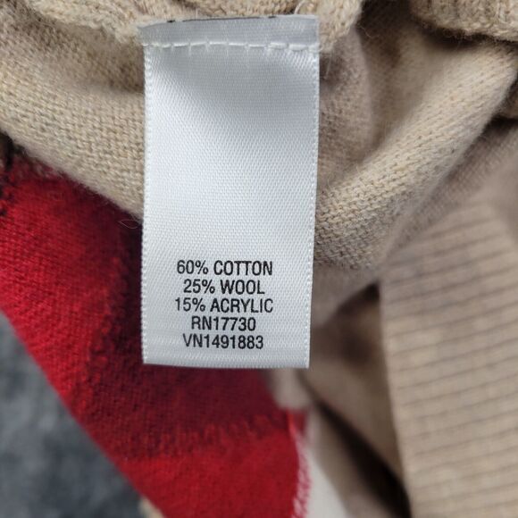 Merona Women Sweater XS Woolblend‎ Brown Red Argyle Button Up Preppy Academia - Picture 4 of 7